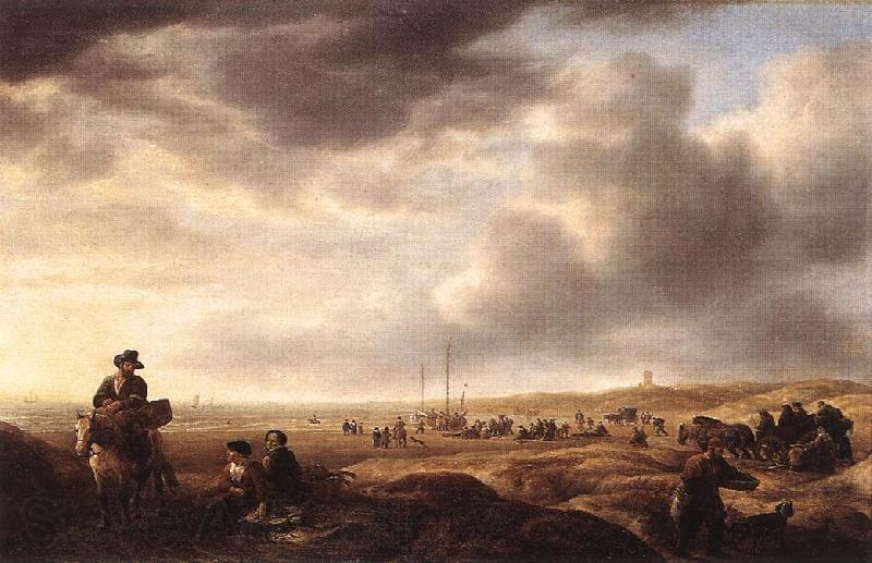 VLIEGER, Simon de Beach near Scheveningen with Fish-Sellers ar